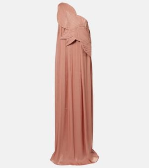 Costarellos Amabel One-Shoulder Pleated Gown - Pink