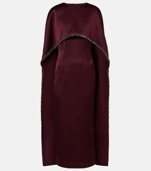 Roland Mouret Embellished Caped Satin Crepe Midi Dress - Purple