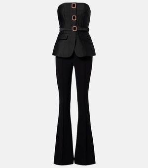 Self-Portrait Jumpsuit Aus Taft - Schwarz