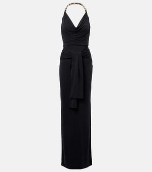 Balmain Draped Gathered Gown - Blue