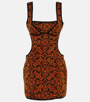 Marine Serre Printed Short Cotton Dress - Brown