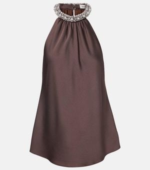 Jonathan Simkhai Embellished Satin Top - Brown