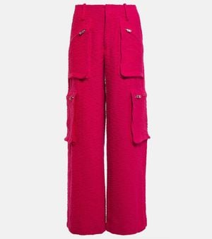 Amiri High-Rise Wide-Leg Boucle Cargo Pants - Red