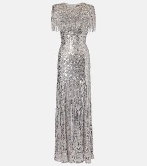Jenny Packham Eugenie Sequined Gown - Grey