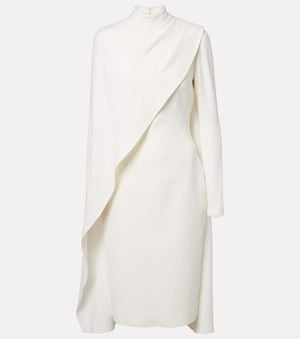 Elie Saab Caped Cady Cocktail Dress - White