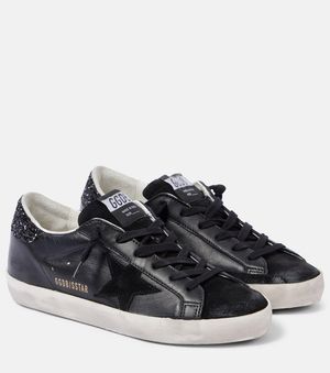 Golden Goose Deluxe Marke Super Star Black Low Trainer mit Strasssteinen - Schwarz