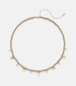 Sydney Evan Collar Con Colgantes De Oro De 14 Ct Con Cuentas Y Perlas - Metálico