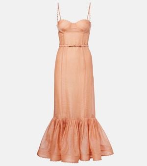 Zimmermann Verzierte Robe Hypnotic Aus Leinen Und Seide - Orange