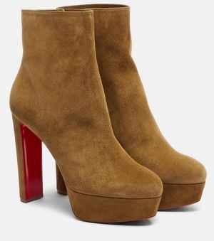 Christian Louboutin Ankle Boots Loo Booty 130 Aus Veloursleder - Braun