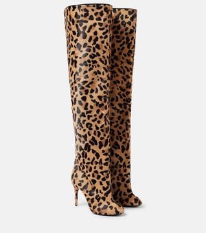 Alaïa Leopard-Print Calf Hair Over-The-Knee Boots - Brown
