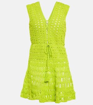 Anna Kosturova Jennifer Crochet Cotton Minidress - Green