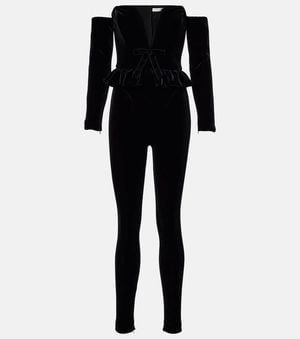 Alessandra Rich Jumpsuit Aus Samt - Schwarz