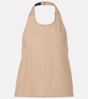 Wardrobe NYC Halterneck Cotton-Blend Drill Top - Natural