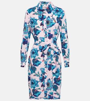 Diane von Furstenberg Prita Floral-Print Shirt Minidress - Blue