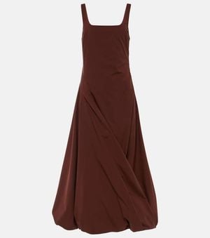 Jonathan Simkhai Olivia Draped Cotton-Blend Poplin Midi Dress - Brown