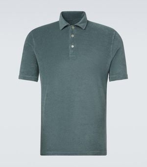 Fedeli Mondial Cotton Terry Polo Shirt - Blue