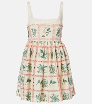 Agua Bendita Vestido Corto Barbara De Algodon Bordado - Blanco