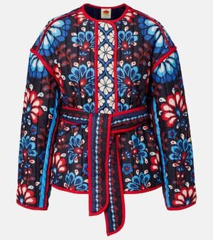 FARM Rio Latina Scarf Belted Cotton Jacket - Blue