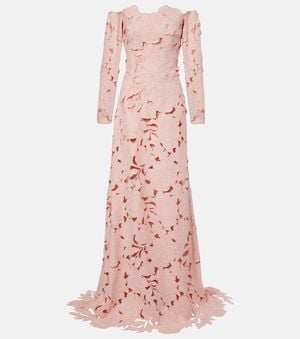 Costarellos Kasia Floral Off-Shoulder Lace Gown - Pink