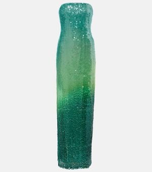 Jonathan Simkhai Translucent Sequined Semi-Sheer Gown - Green