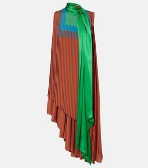 Loewe Pleated Asymmetric Dress - Green