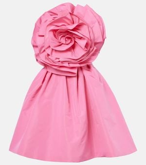 Carolina Herrera Floral-Applique Silk Faille Cocktail Dress - Pink