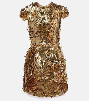 Oscar de la Renta Embellished Mesh Minidress - Metallic