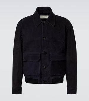 FRAME Suede Blouson Jacket - Blue