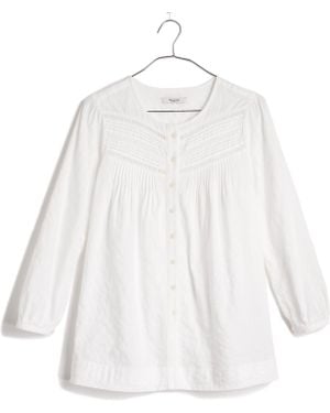 Madewell Pintuck Eyelet Blouse - White