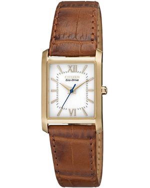 Citizen Women's Eco-drive Brown Leather Strap Watch 25x23mm Ep5918-06a