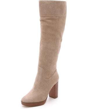 MICHAEL Michael Kors Regina Suede Platform Boots - Natural