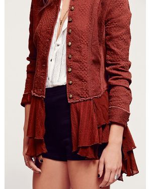 Free People Womens Military Ruffles Jacket - Orange
