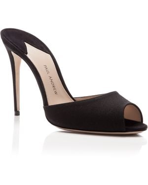 Paul Andrew Mo Exclusive Artistata Silk Mule Stiletto Heels - Black