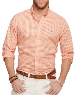 Ralph Lauren Gingham Poplin Button Down Shirt - Regular Fit - Orange