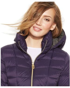 Michael Kors Michael Petite Hooded Down Packable Coat - Purple