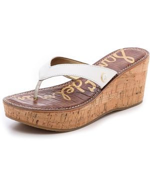 Sam Edelman Romy Wedge Flip Flops - White