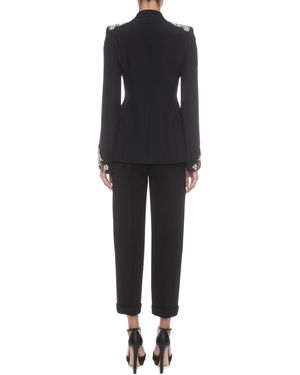 McQueen Embroidered Peak Shoulder Jacket - Black