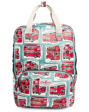 Cath Kidston Matt Coated Backpack In London Buses Print - Blue