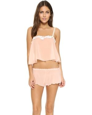 Hanky Panky Chiffon Crop Cami & Tap Pants Sleep Set - Pink