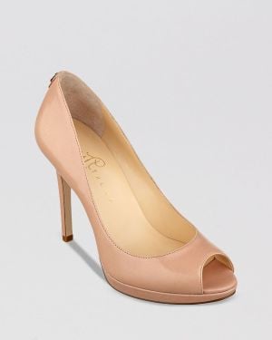 Ivanka Trump Maggie High Heel Peep Toe Platform Pumps - Natural