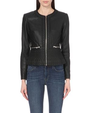 French Connection Diamond-stitch Faux-leather Jacket - Black