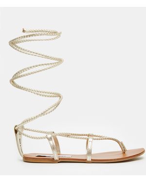 Steve Madden Werkit Gold Tie Up Sandals - Metallic