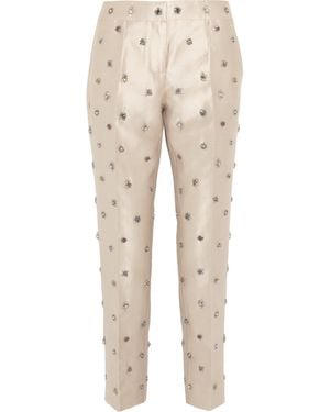 J.Crew Collection Embellished Shantung Straight-Leg Trousers - White