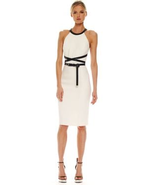 Michael Kors Cross Belt Boucle Dress White
