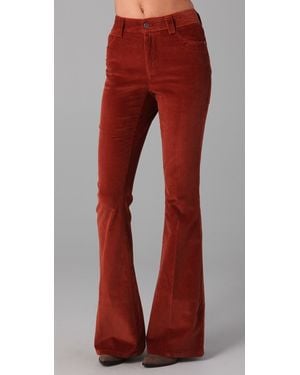 Alice + Olivia Corduroy High Waist Flare Pants - Orange
