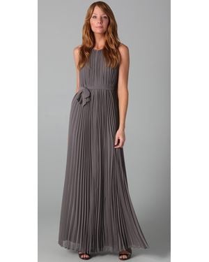 Halston Pleated Long Dress - Gray