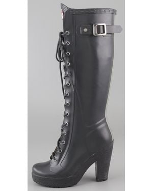 HUNTER Lapins Lace Up High Heel Boots - Grey