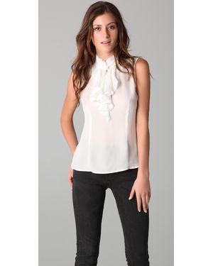 Tucker Sleeveless Ruffle Blouse - White