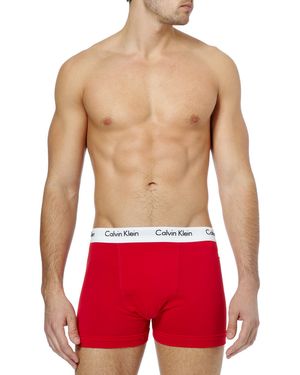 Calvin Klein Three-pack Cotton-blend Boxer Briefs - Red
