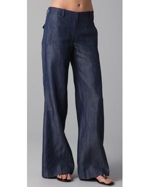 Tibi Low-rise Chambray Wide-leg Jeans - Blue